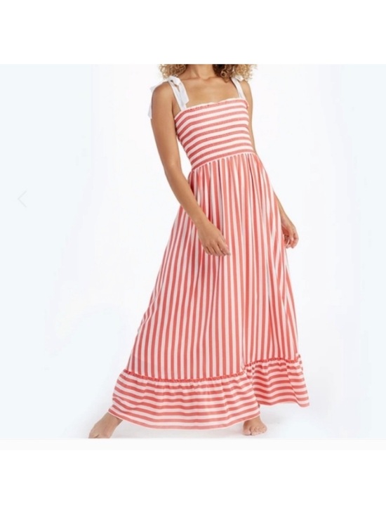 summersalt Dresses & Skirts - summersalt Nantucket Red White Striped Tie-Shoulder Nautical Smocked Dress XL
